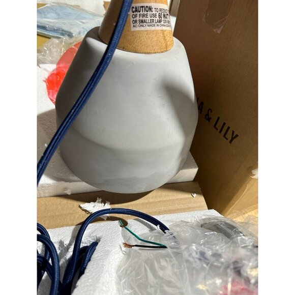 Serena & Lily Knolls Wood Trimmed Concrete Pendant - Picture 4 of 6